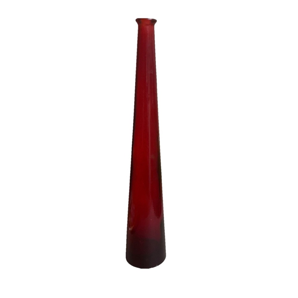 Vintage Red Art Glass Vase Decanter 12.5"